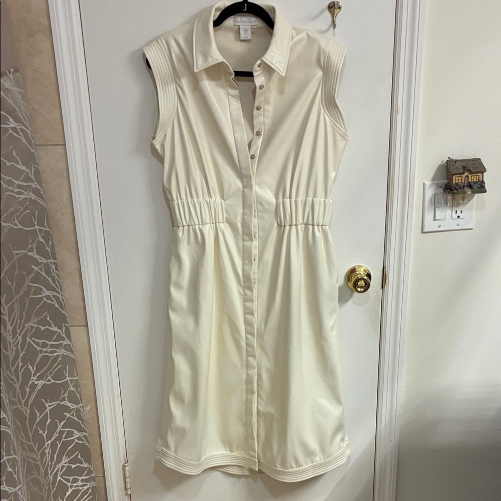 House of Harlow 1960 Sleeveless Shirt Dress in Cream Sz M